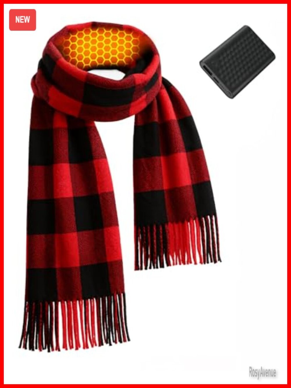 Graphene Heated Scarf Neck Warmer 6000mAh Battery Plaid